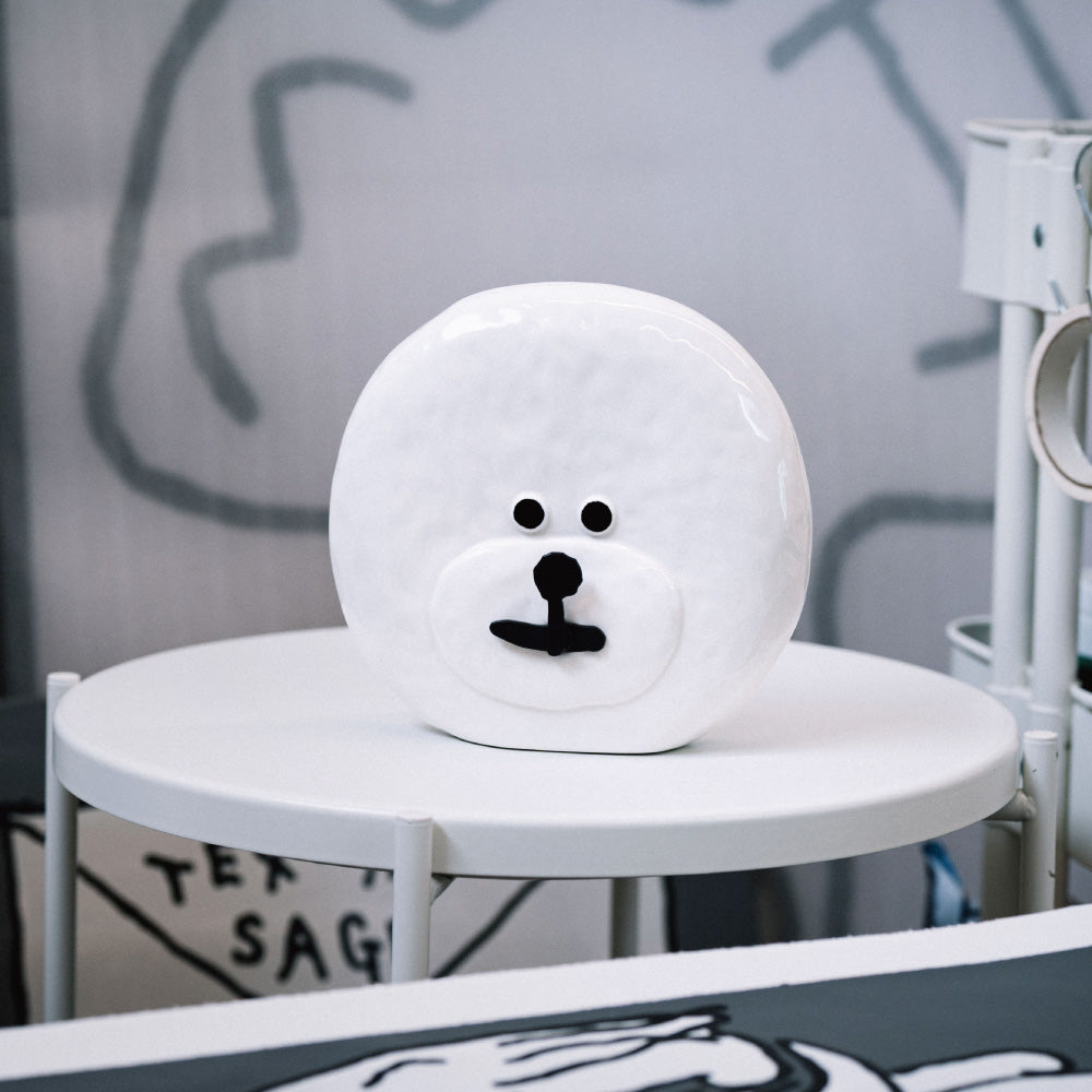 【予約商品】ビションフリーゼのふわふわ感を陶器で表現したクロック Bmix Studio INAP EDITION BICHON CLOCK