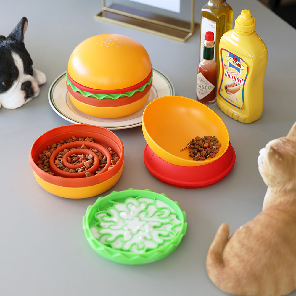 食欲も満たされるハンバーガー型 ペットトレー CHEER BURGER(チア バーガー)