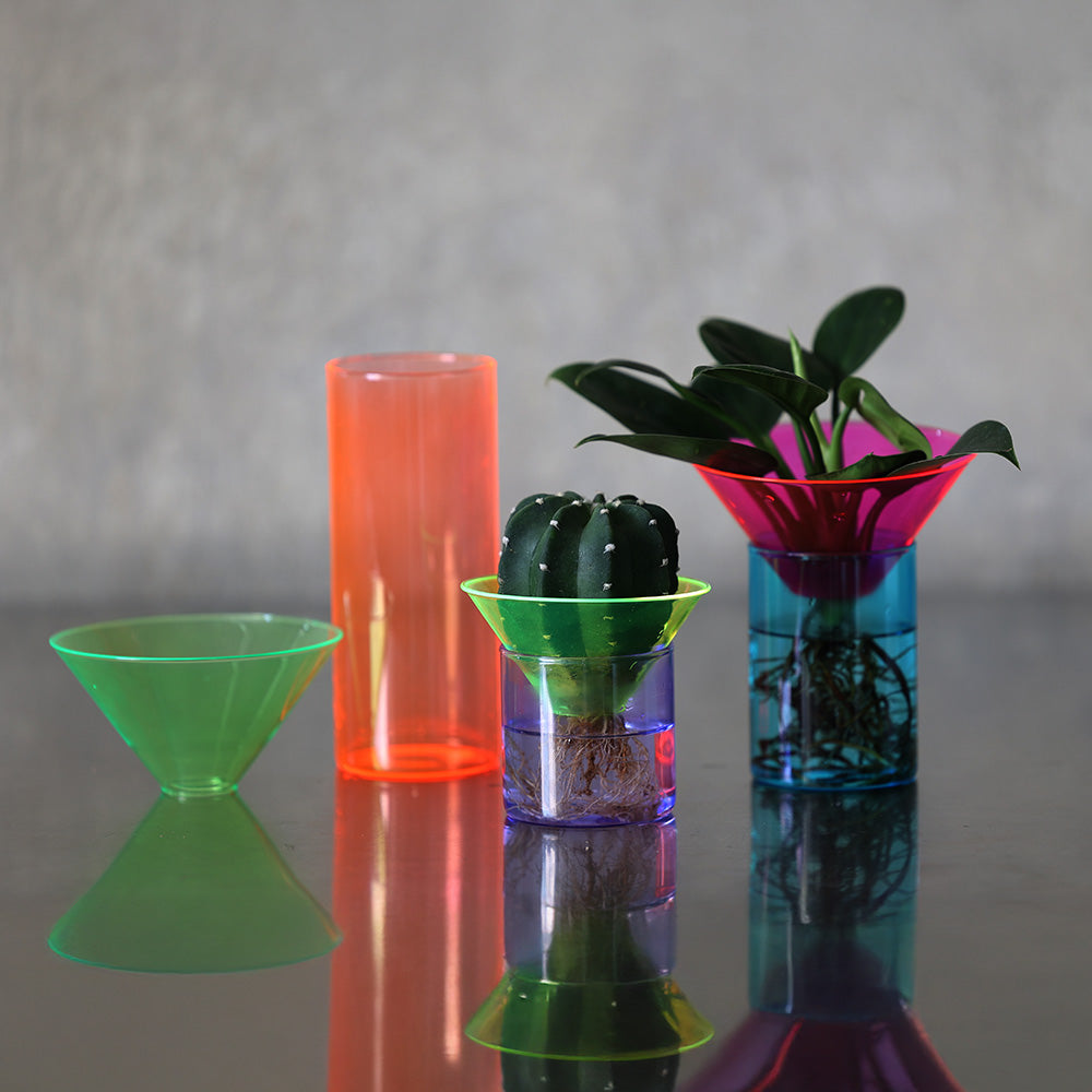 上下セパレート構造 ネオンカラーのガラス製フラワーベース GLOW GROW(グロー グロウ)