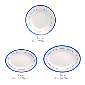 フランスのビストロでの定番ブルーバンドを再現したデザインの食器 LA MOISSON ブラッセリーブルー