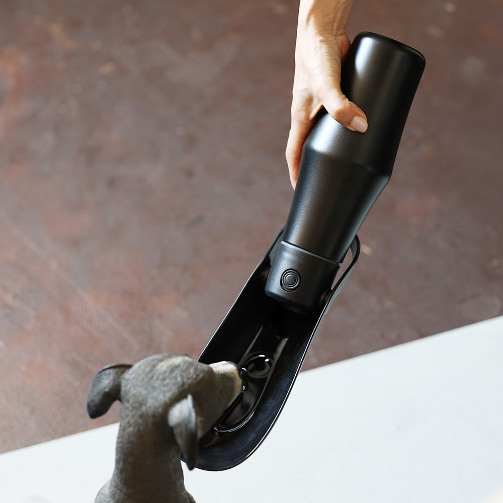 取っ手付きで持ちやすくボタン一つで注ぐ量を調整できる水筒 Sleek Bottle(スリークボトル)