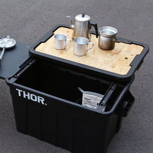 THORをテーブルとして使用したまま中の物を出し入れできる THOR To-Rail(ソー トゥーレイル)