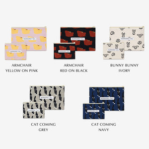 フラットな形状で使えば使うほど馴染むリネン素材のポーチ WARMGREY TAIL の FLAT POUCH