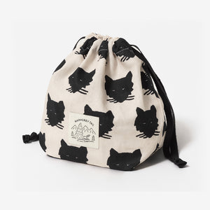 たっぷり収納 簡単に開け閉めできるポーチ WARMGREY TAIL の STRING POUCH