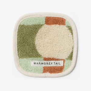 1つ1つデザインが異なる WARMGREY TAIL の TOWEL COASTER(タオルコースター)