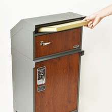 画像をギャラリービューアに読み込む, 木目を生かした住宅にピッタリな宅配ボックス付きポスト(GALVA)