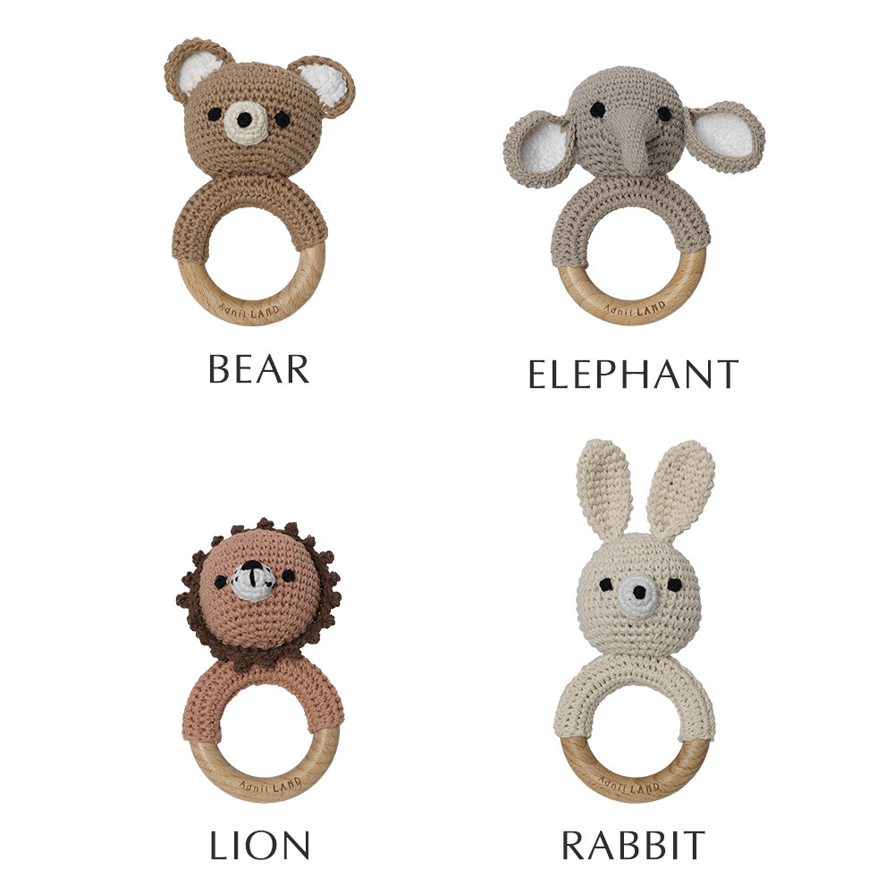 リンリンと音が鳴るかぎ編みされたあみぐるみラトル BEBE ANIMAL（べべ