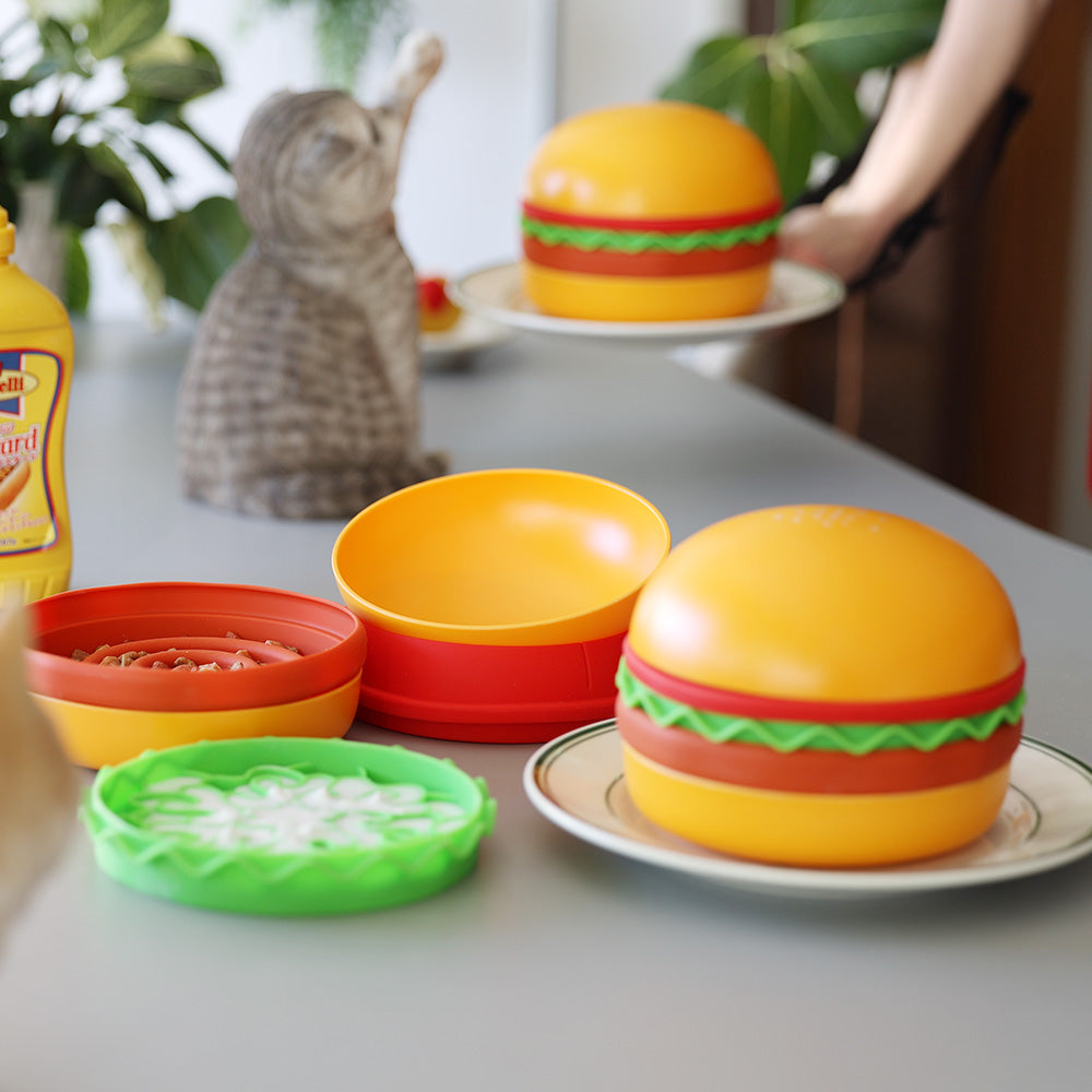 食欲も満たされるハンバーガー型 ペットトレー CHEER BURGER（チア
