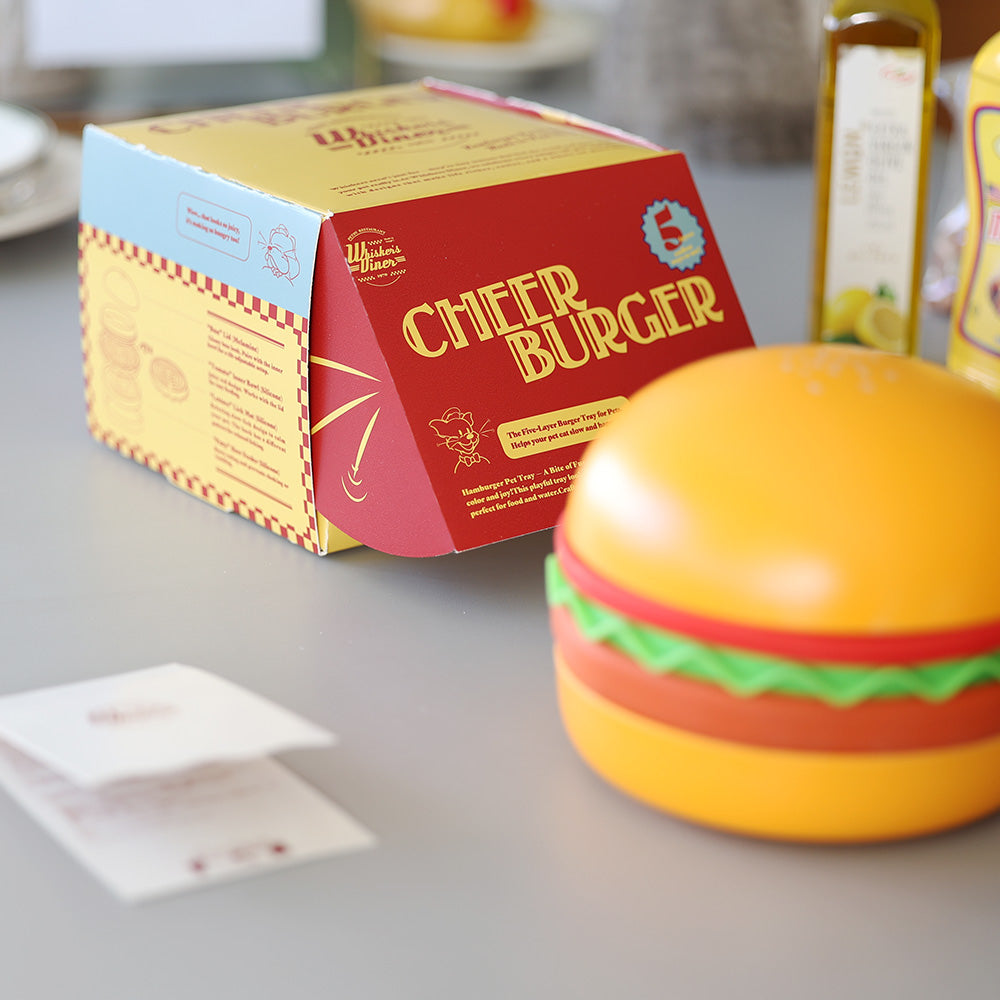 食欲も満たされるハンバーガー型 ペットトレー CHEER BURGER（チア