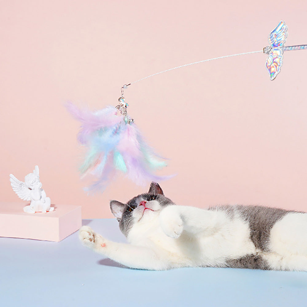 猫のキャッチ力を刺激する猫じゃらし Feather Cat Playing Rod