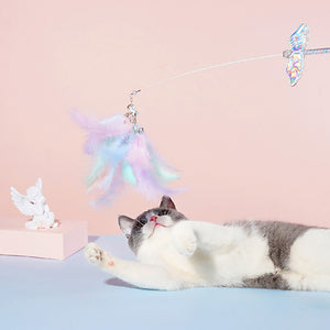 猫のキャッチ力を刺激する猫じゃらし Feather Cat Playing Rod
