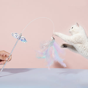 猫のキャッチ力を刺激する猫じゃらし Feather Cat Playing Rod