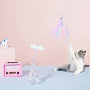 猫のキャッチ力を刺激する猫じゃらし Feather Cat Playing Rod