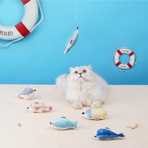猫を誘惑する魚のじゃらし Fishing Retractable Cat Playing Rod