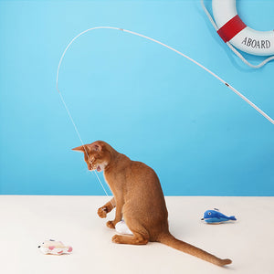 猫を誘惑する魚のじゃらし Fishing Retractable Cat Playing Rod