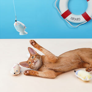 猫を誘惑する魚のじゃらし Fishing Retractable Cat Playing Rod