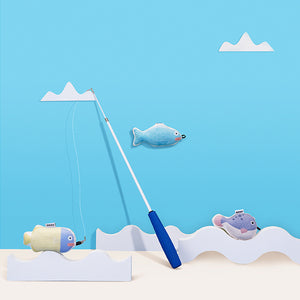 猫を誘惑する魚のじゃらし Fishing Retractable Cat Playing Rod