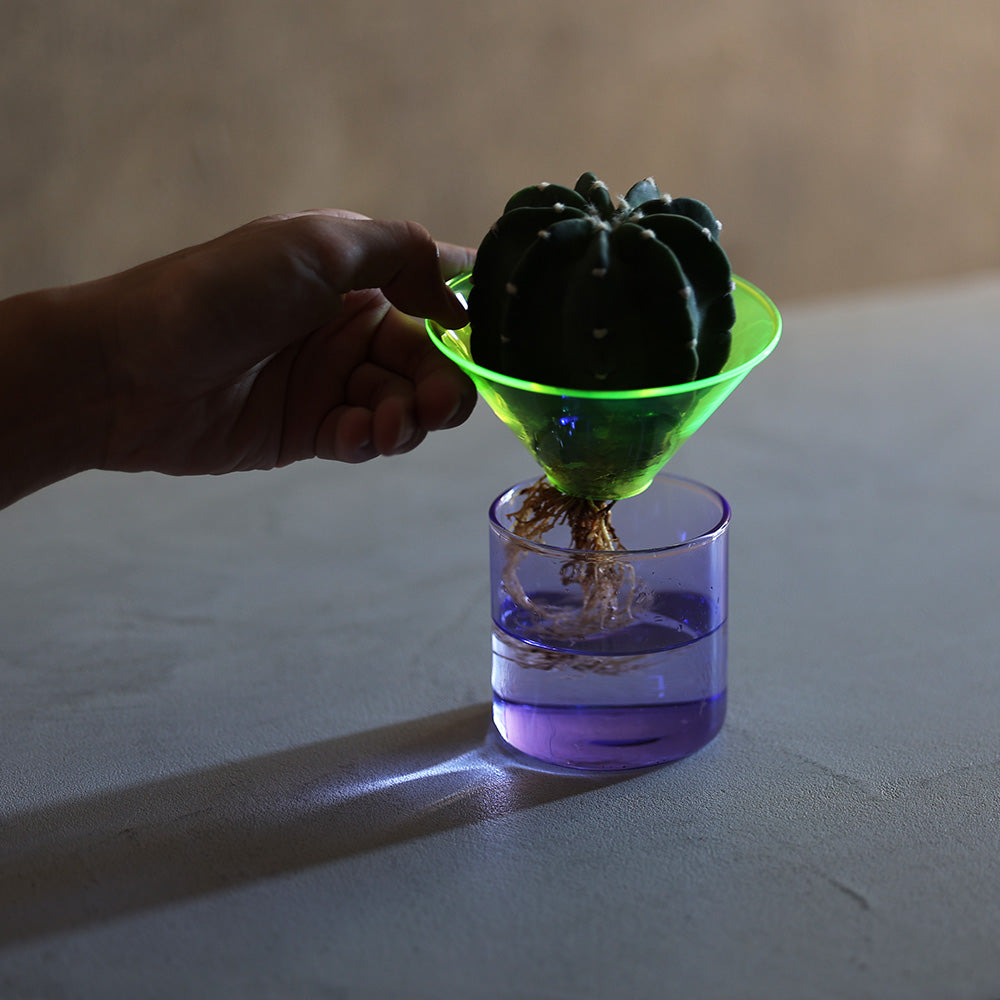 上下セパレート構造 ネオンカラーのガラス製フラワーベース GLOW GROW