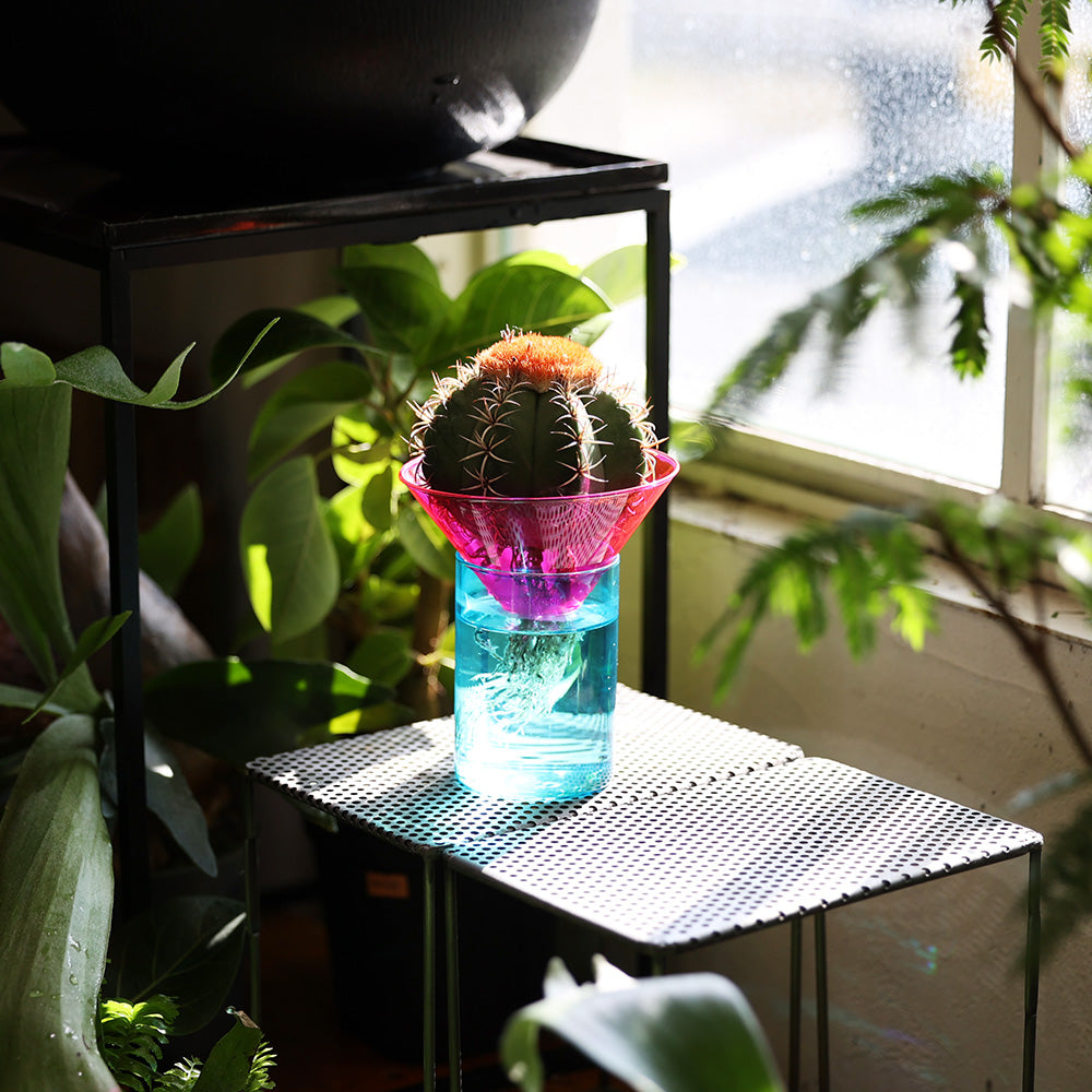 上下セパレート構造 ネオンカラーのガラス製フラワーベース GLOW GROW