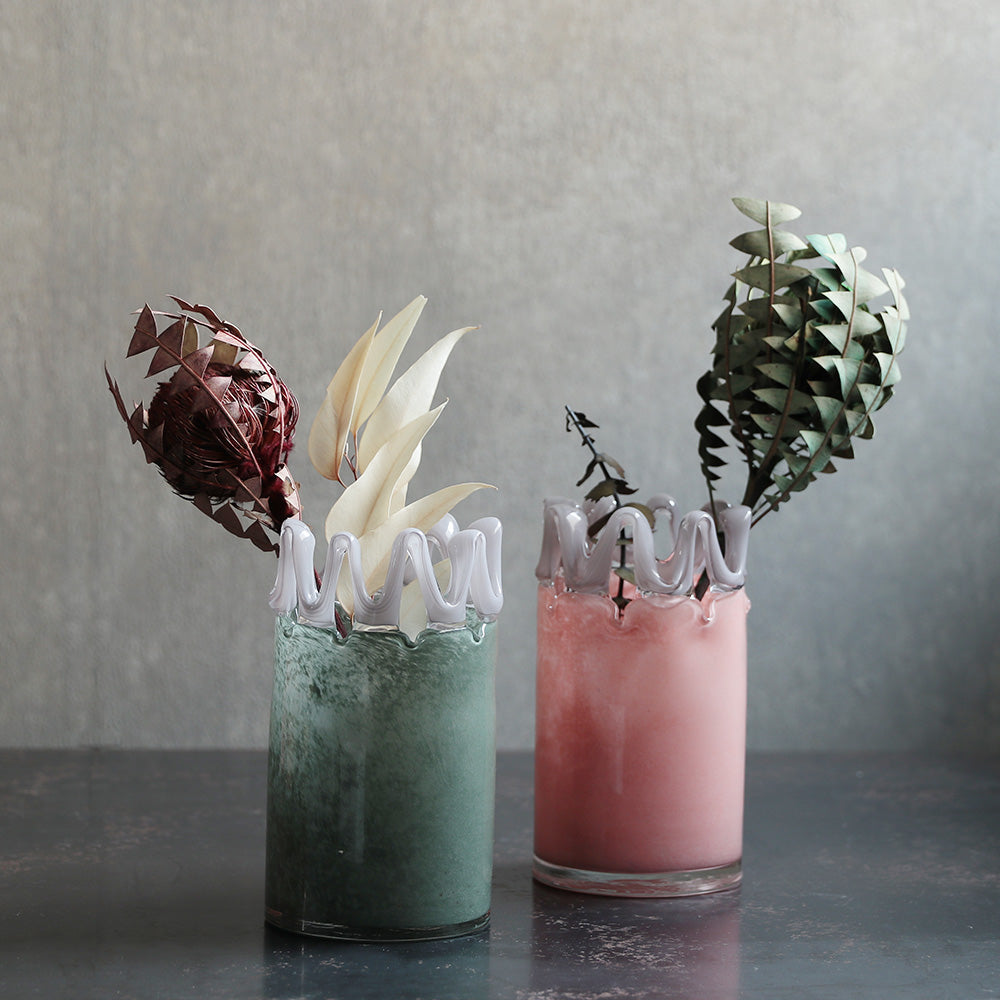 深海の輝き　工芸硝子　花びん　ガラスアート　金箔入りフラワーベース f70410.jpg