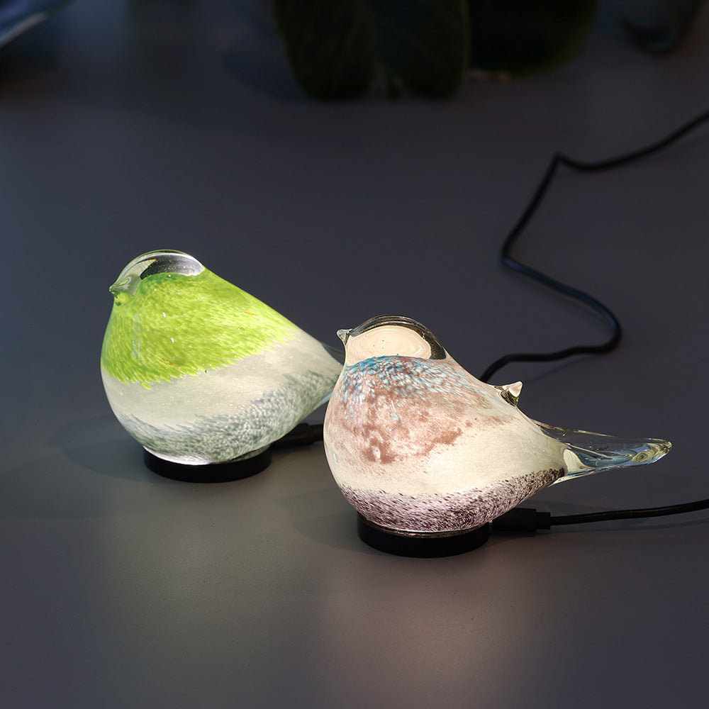 丸くてかわいい小鳥たちをモチーフとしたガラス製のインテリアオブジェランプ HEALING LITTLE BIRD（ヒーリング リトル バード）