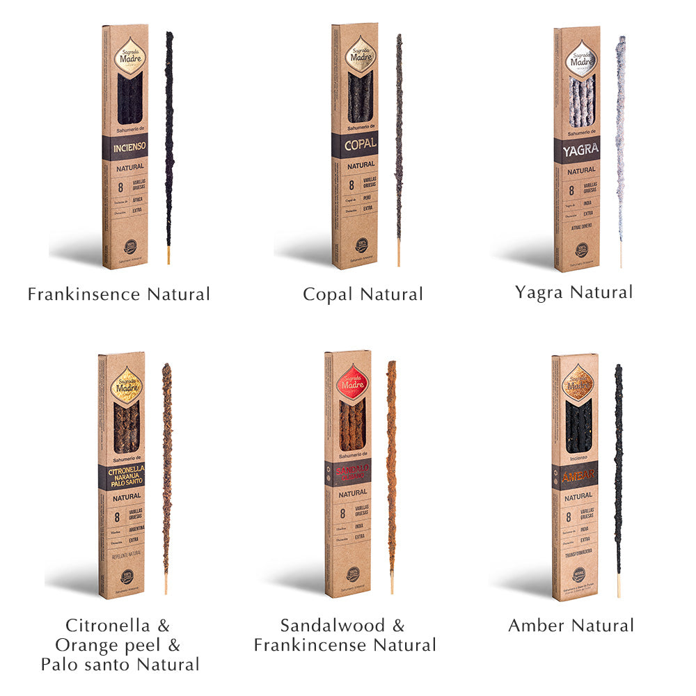 純粋な樹脂と天然成分のプレミアム品質なお香 INCENSE NATURAL 8本入り