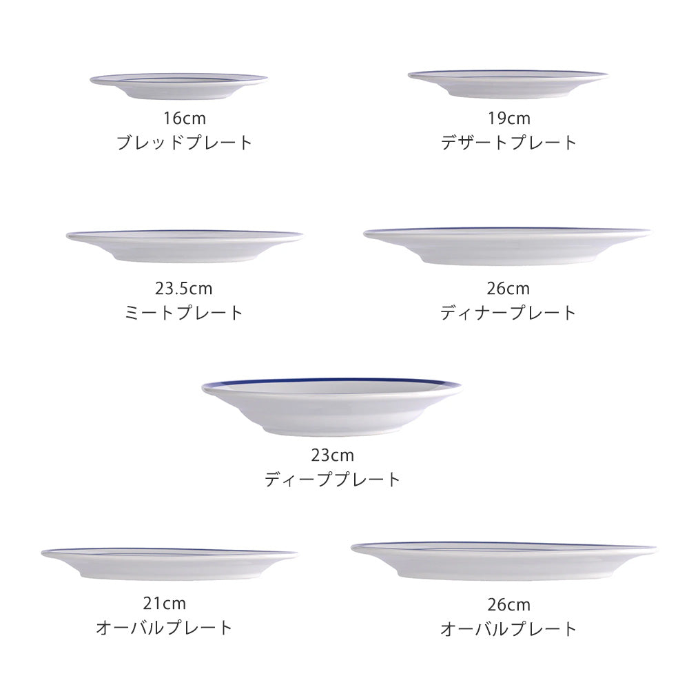 フランスのビストロでの定番ブルーバンドを再現したデザインの食器 LA
