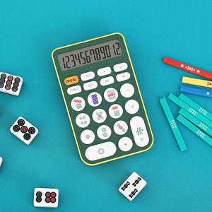 ピンズデザインのボタンが特徴的な麻雀電卓 MAHJONG DENTAKU（マージャンデンタク）