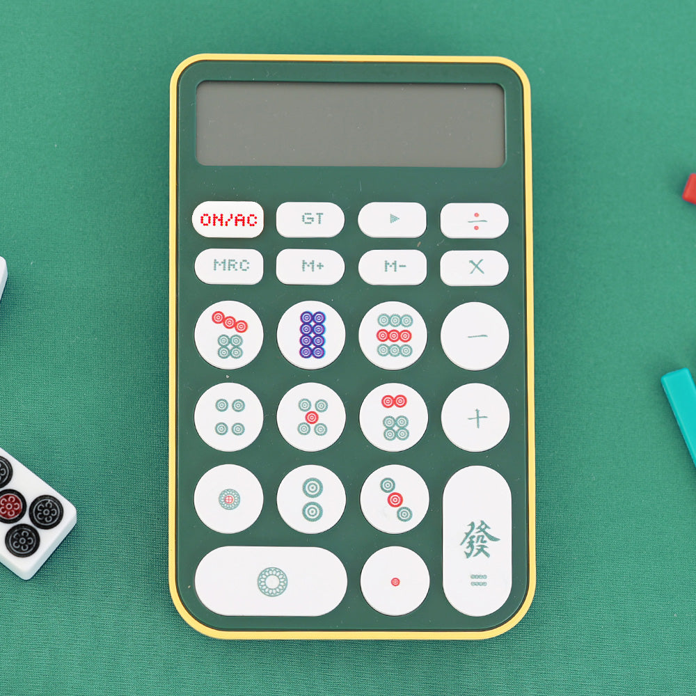 ピンズ マンズ デザインのボタンが特徴的な麻雀電卓 MAHJONG DENTAKU