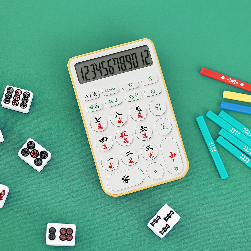 ピンズ マンズ デザインのボタンが特徴的な麻雀電卓 MAHJONG DENTAKU