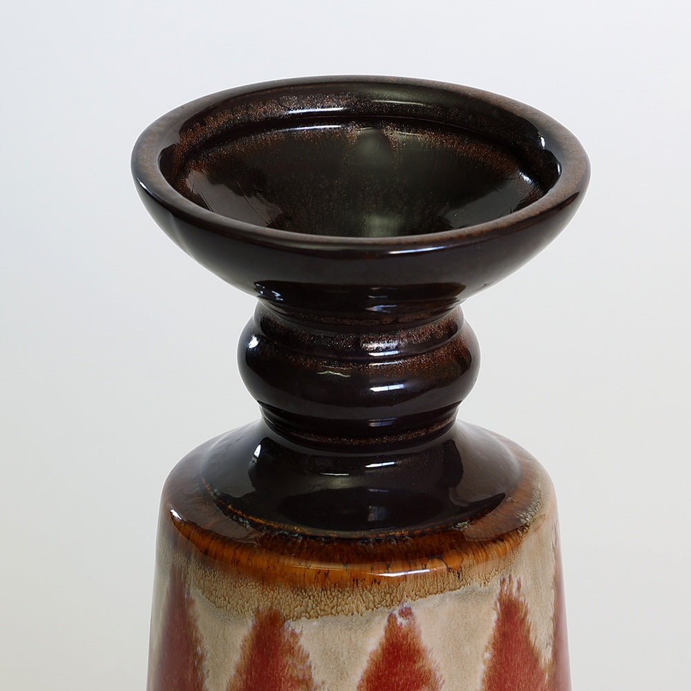 模様付きダークブラウン花瓶 裏に柳の銘