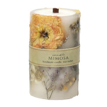 画像をギャラリービューアに読み込む, アロマワックスにドライフラワーを入れて固めたボタニカルキャンドル MIMOSA FLOWER AROMA CANDLE（ミモザ フラワー アロマ キャンドル）
