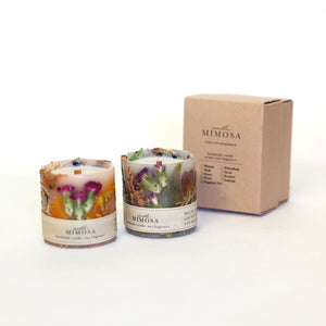 本物のカーネーションを閉じ込めた、華やかで上品なデザインのキャンドル MIMOSA Flower Candle Carnation