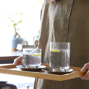 【予約商品】ステンレスのエッジの効いた、モダンなガラスカップ qon cup（クオン カップ）