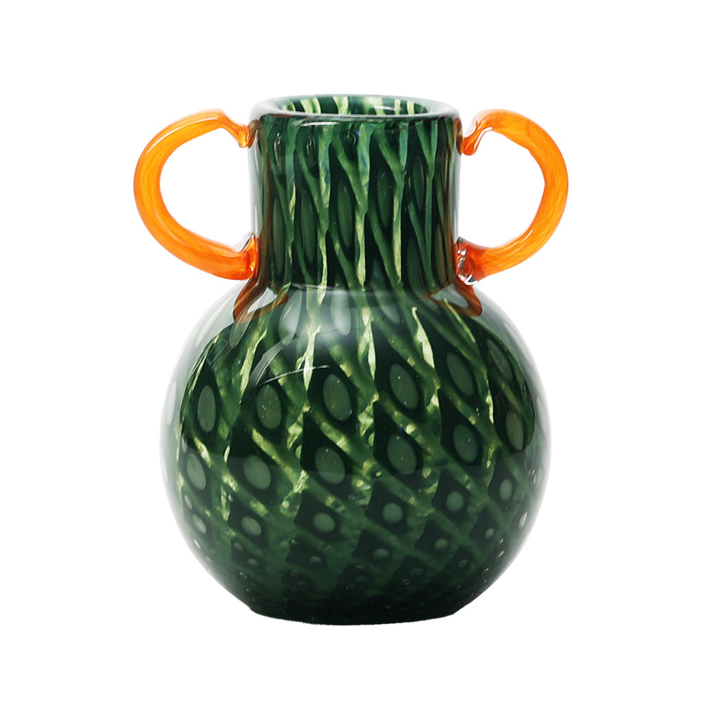 緑色 ひび割れ模様 陶器フラワーベース 緑色 ひび割れ模様 陶器フラワーベース