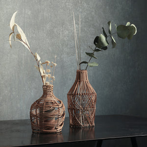 【予約商品】ラタン編みのナチュラルな魅力で、異国雰囲気をそっと奏でるフラワーベースカバー Sadio Tiny（サディオ タイニー）