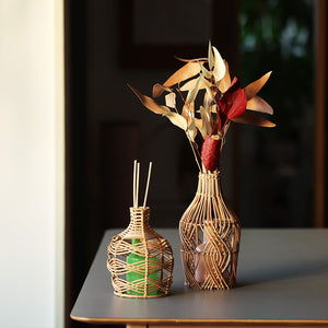 【予約商品】ラタン編みのナチュラルな魅力で、異国雰囲気をそっと奏でるフラワーベースカバー Sadio Tiny（サディオ タイニー）