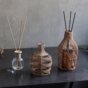 【予約商品】ラタン編みのナチュラルな魅力で、異国雰囲気をそっと奏でるフラワーベースカバー Sadio Tiny（サディオ タイニー）