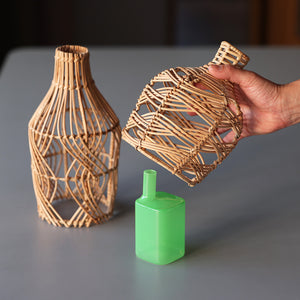 【予約商品】ラタン編みのナチュラルな魅力で、異国雰囲気をそっと奏でるフラワーベースカバー Sadio Tiny（サディオ タイニー）