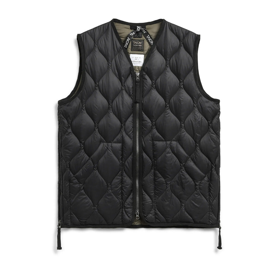 柔らかい生地を使用した、着心地◎ミリタリーダウン TAION ミリタリー VネックWジップ ダウンベスト-ソフトシェル（TAION-001ALSZML-1）