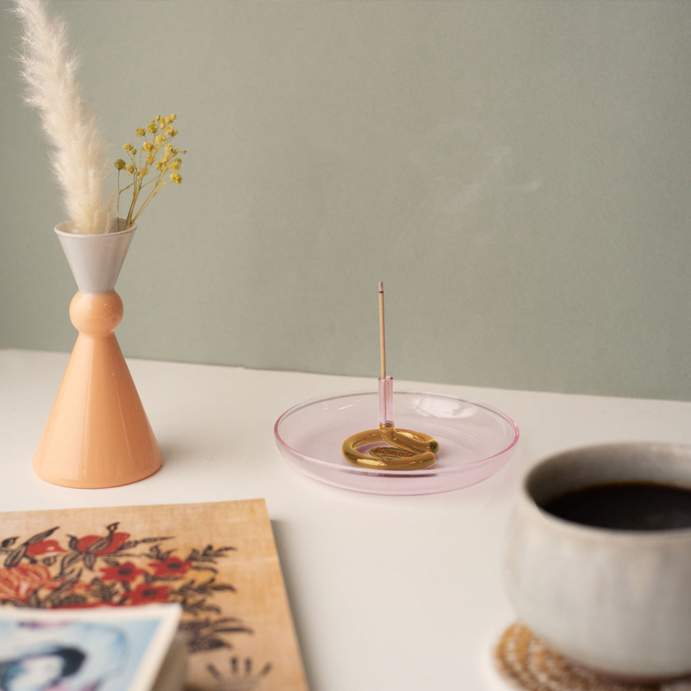 耐熱ガラス製のお香たて TWO TONE INCENSE HOLDER（ツートーン