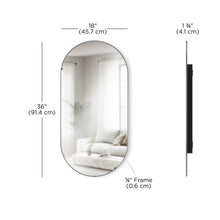 画像をギャラリービューアに読み込む, 丸みを帯びた縦長フォルムが特徴の高さ91cmのウォールミラー Umbra（アンブラ）フーバ ピル ミラー 91x45cm
