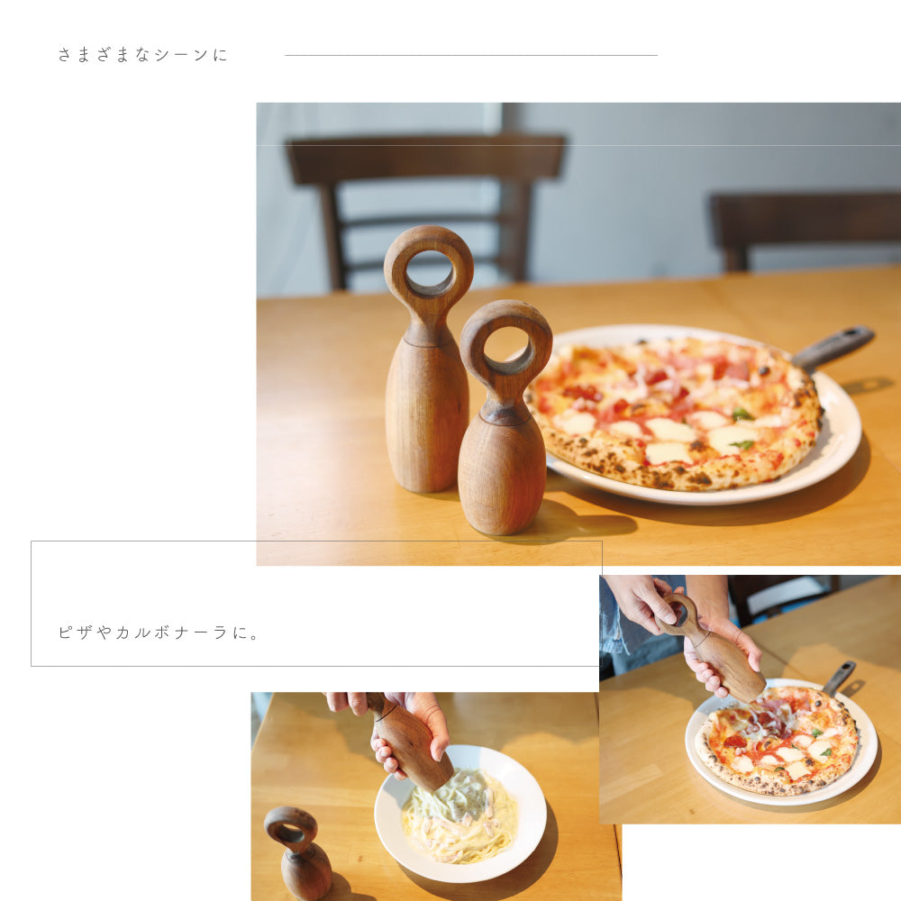自然の風合いとぬくもりを感じる、アカシア木製ペッパーミル WAFFEL'S