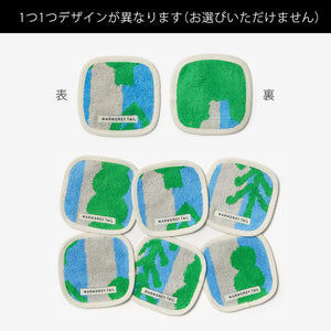 1つ1つデザインが異なる WARMGREY TAIL の TOWEL COASTER（タオルコースター）