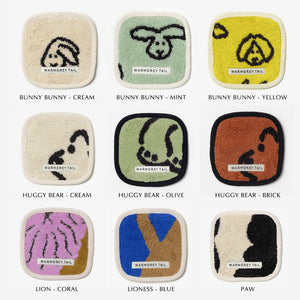 1つ1つデザインが異なる WARMGREY TAIL の TOWEL COASTER（タオルコースター）