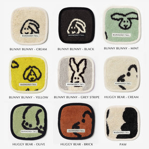1つ1つデザインが異なる WARMGREY TAIL の TOWEL COASTER（タオルコースター）