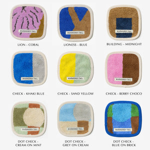 1つ1つデザインが異なる WARMGREY TAIL の TOWEL COASTER（タオルコースター）