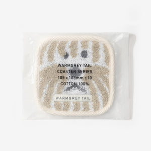 1つ1つデザインが異なる WARMGREY TAIL の TOWEL COASTER（タオルコースター）