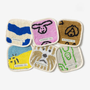 1つ1つデザインが異なる WARMGREY TAIL の TOWEL COASTER(タオルコースター)