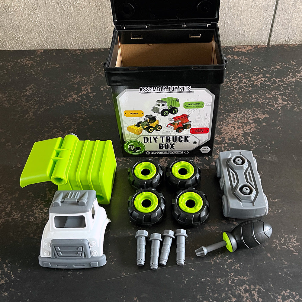 遊び終わったら専用パッケージに収納できる知育玩具 DIY TRUCK BOX